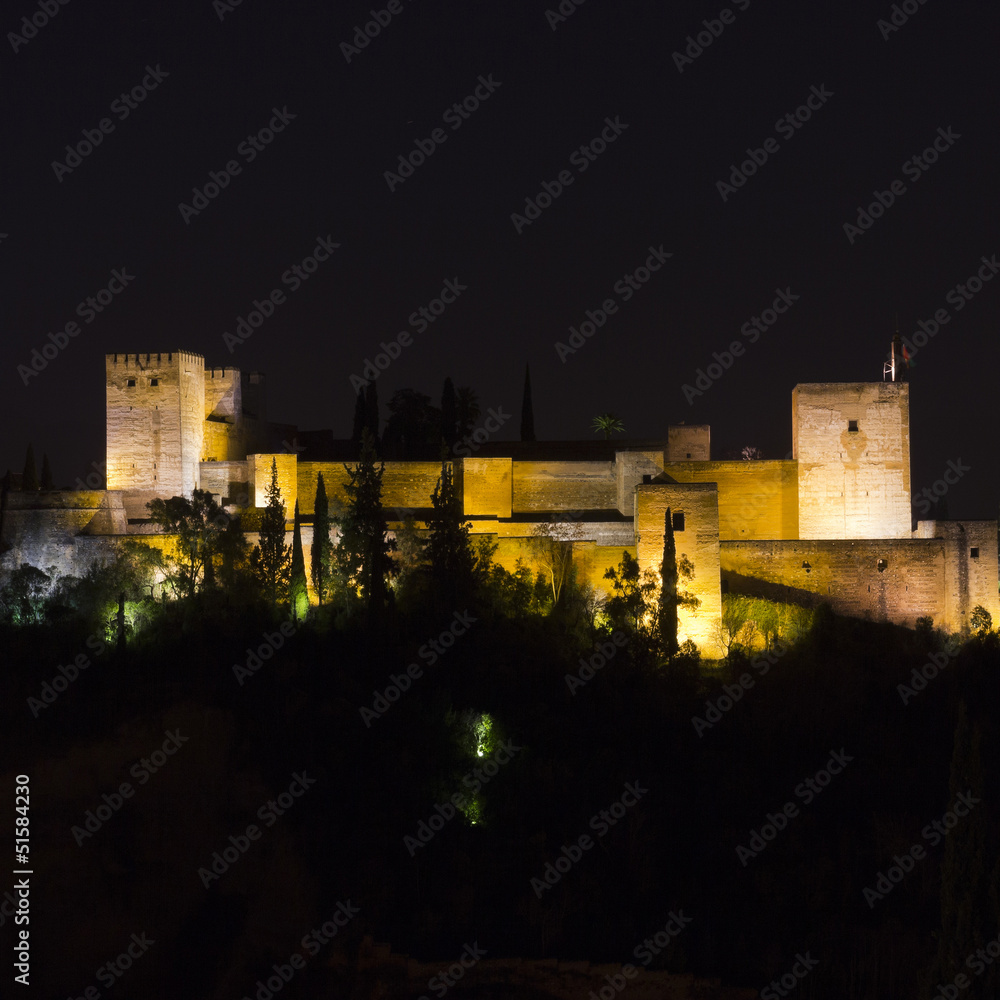 Granada and Alhambra by night.