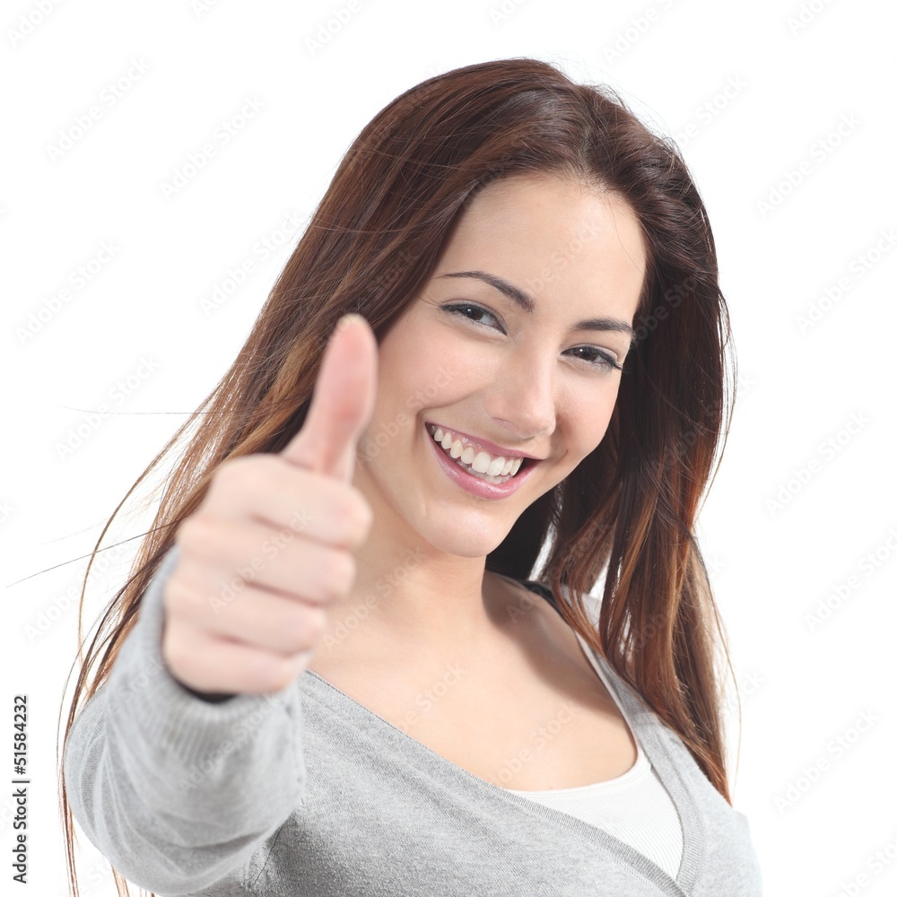 Portrait of a beautiful teen with thumb up gesture Portrait of a beautiful teen with thumb up gesture