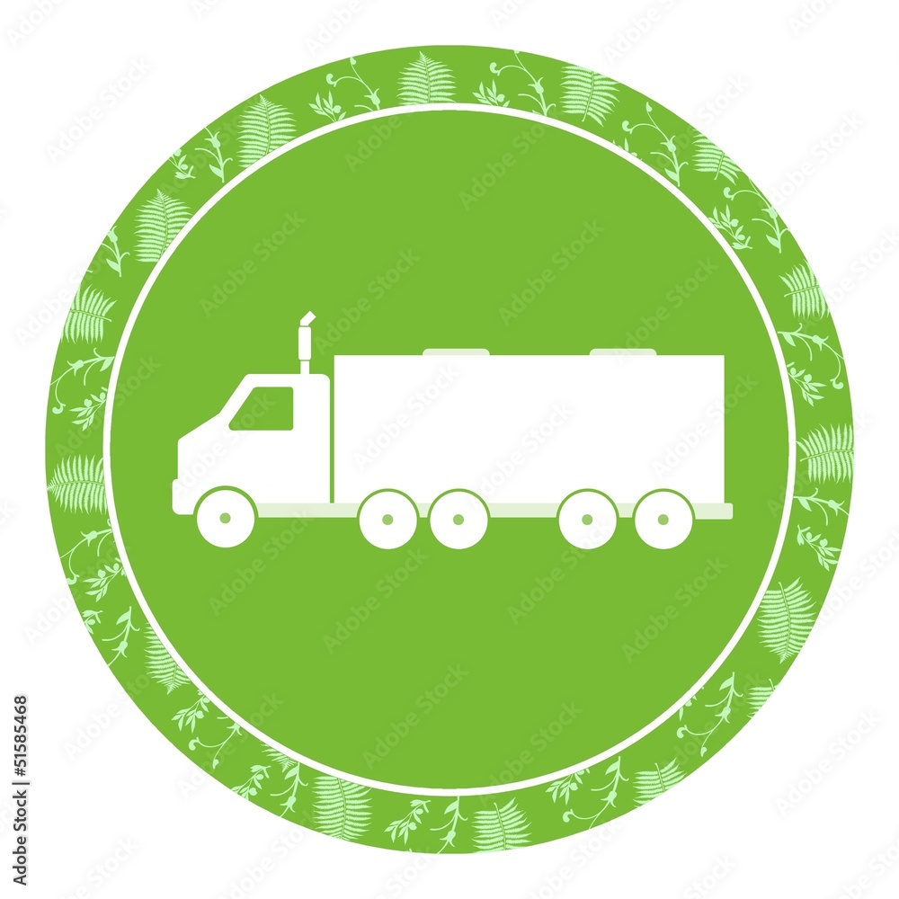 Camion dans un panneau vert Camion dans un panneau vert