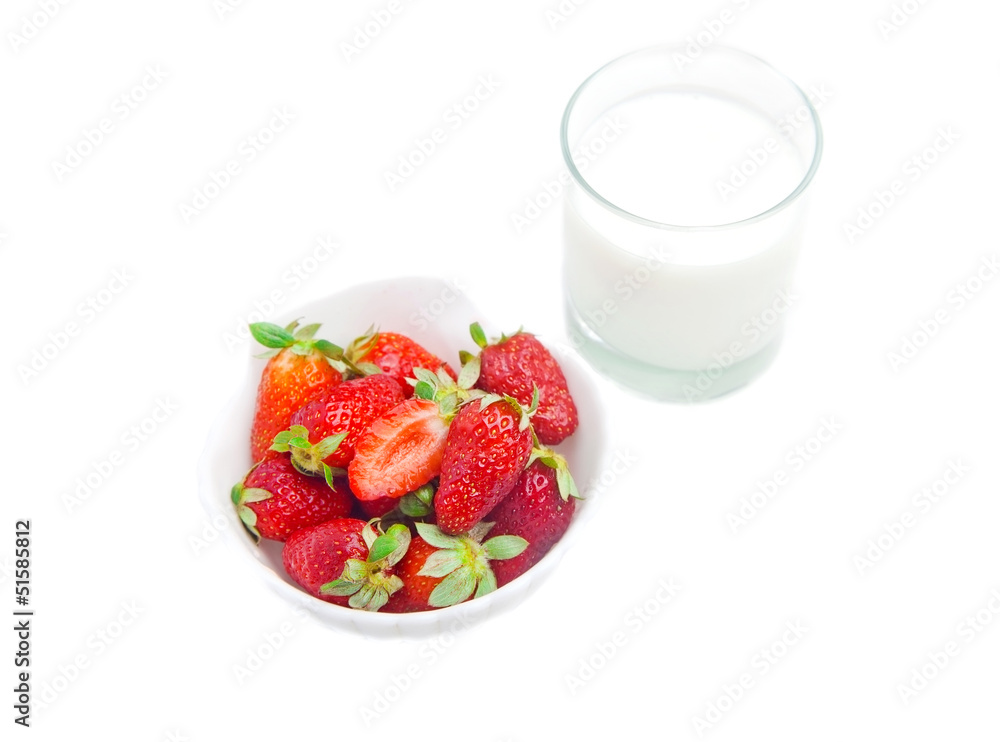 Strawberry with glass of milk Strawberry with glass of milk