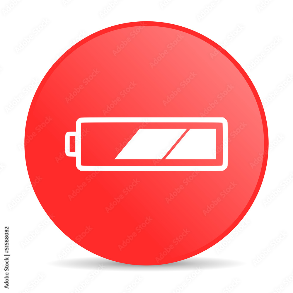 battery red circle web glossy icon battery red circle web glossy icon
