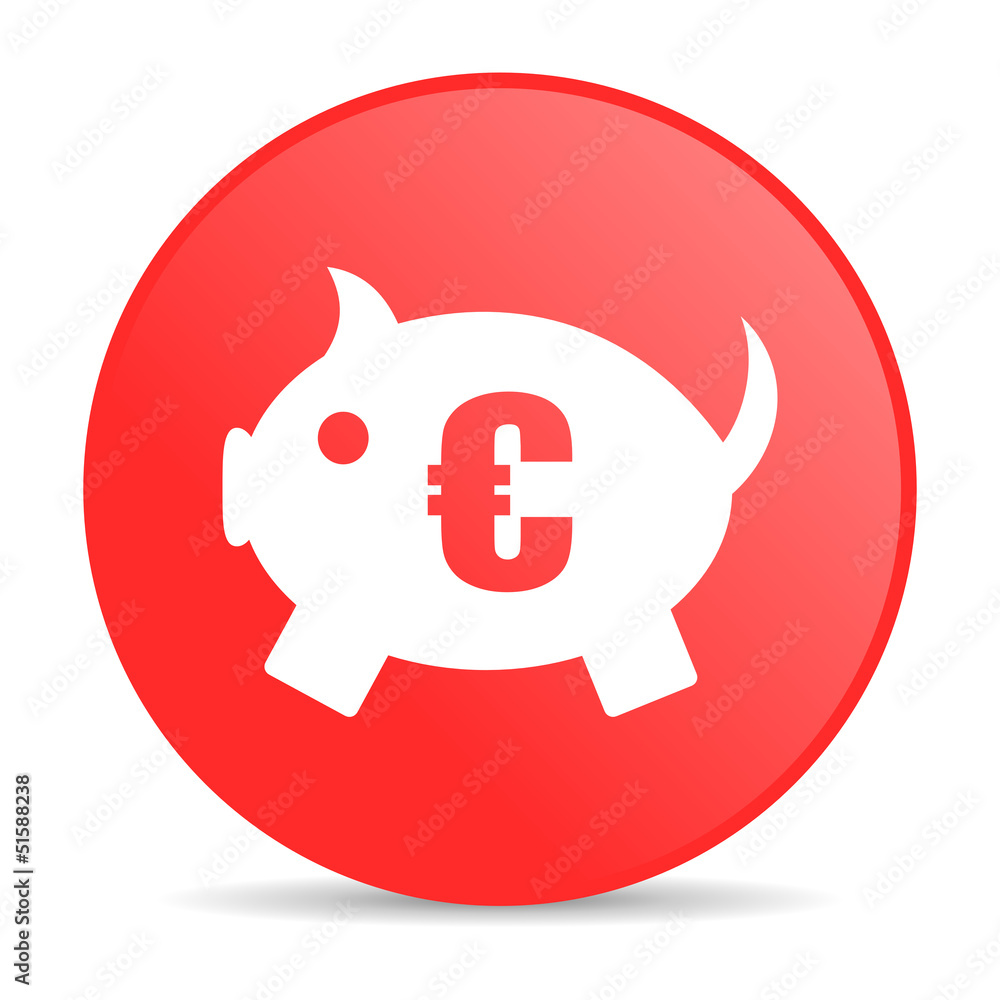 piggy bank red circle web glossy icon piggy bank red circle web glossy icon