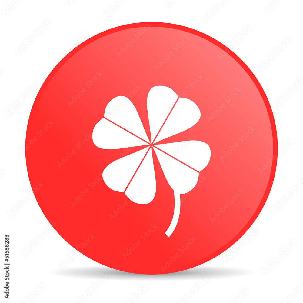 four-leaf clover red circle web glossy icon four-leaf clover red circle web glossy icon