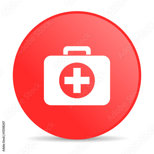 first aid kit red circle web glossy icon