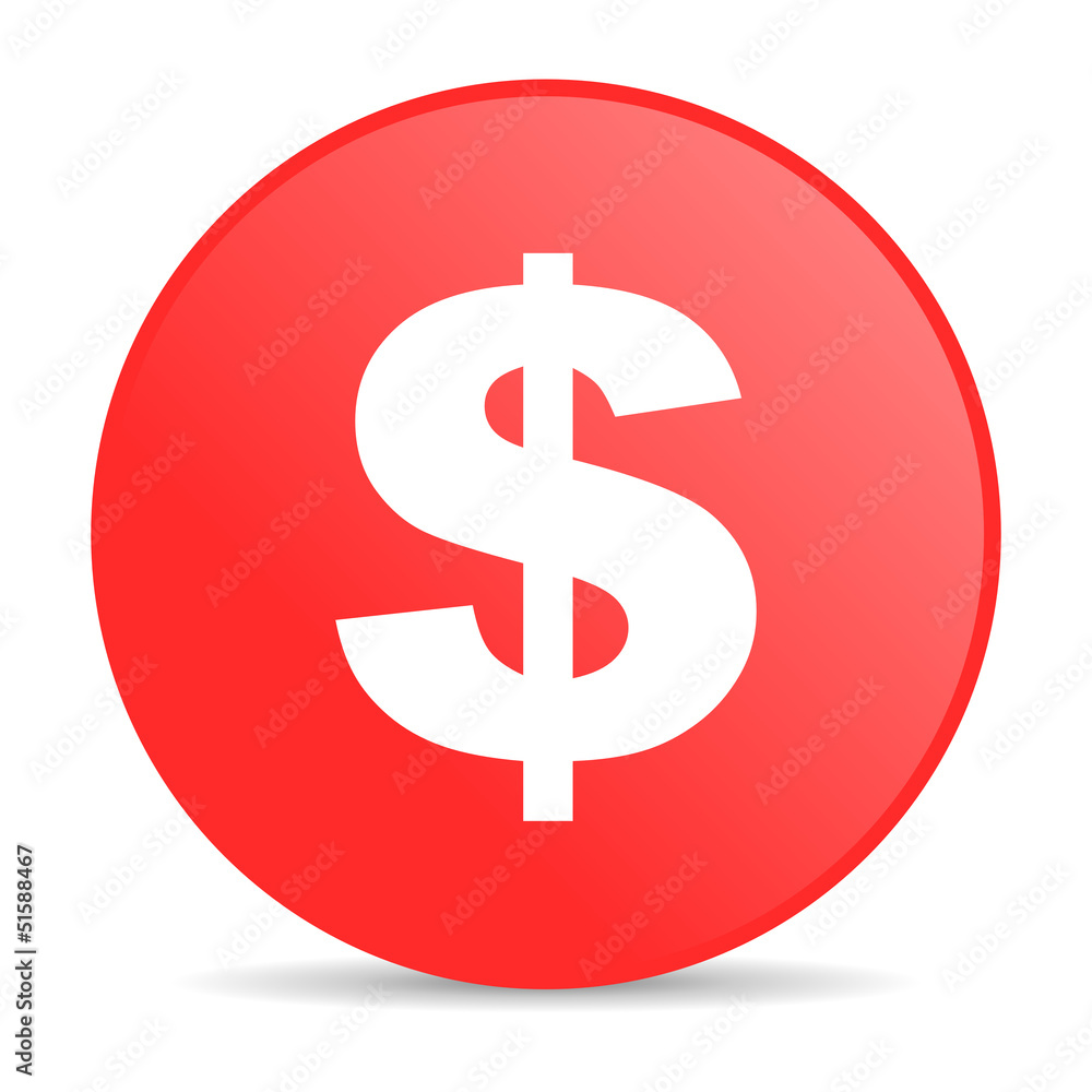 Obraz premium us dollar red circle web glossy icon