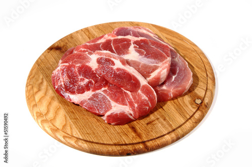 raw meat steak on the wooden board
