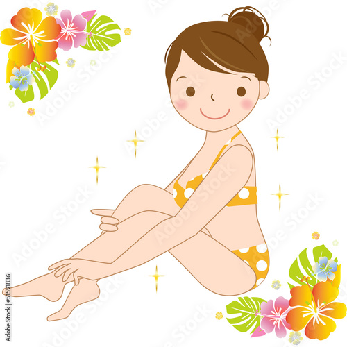 春夏　脱毛　エステティック　水着の可愛い女の子