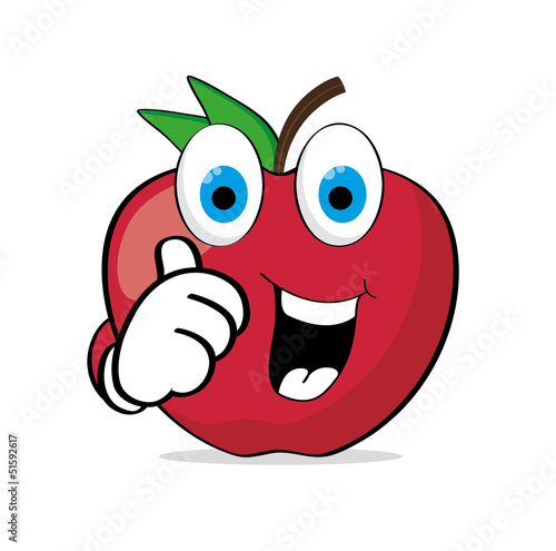 Apfel Maskottchen Daumen hoch vektor