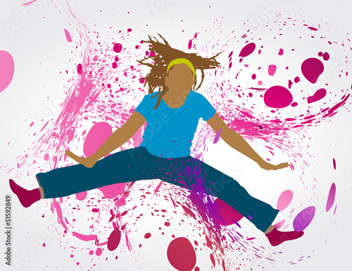 Silhouette et peinture : Femmes sautant en l'air