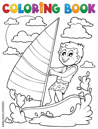 Coloring book water sport theme 1