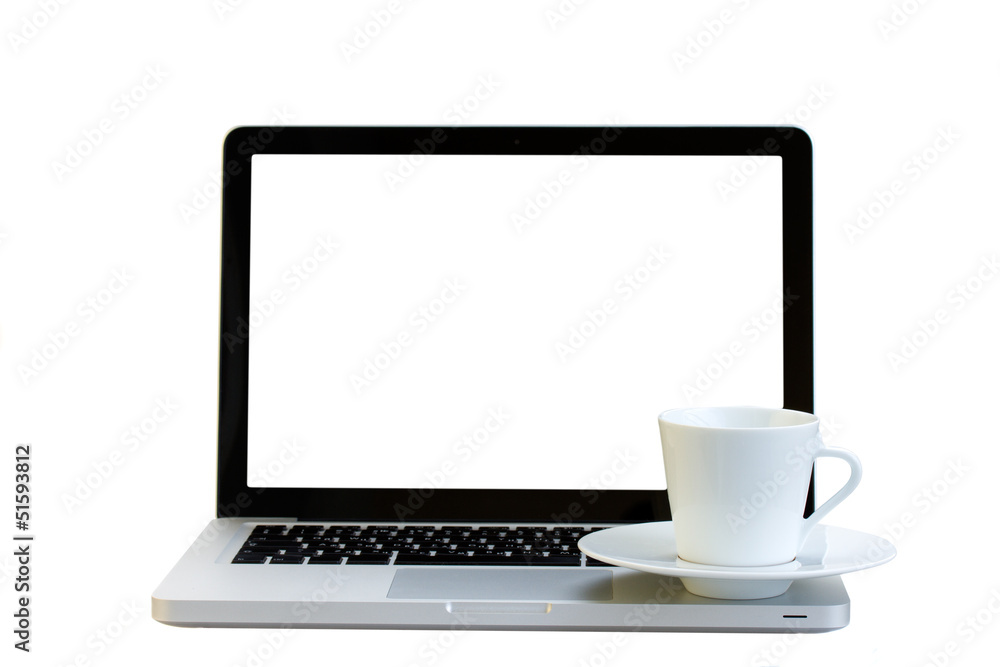 Fototapeta premium Cup of coffee on a laptop