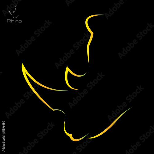 Vector image of a rhino on a black background