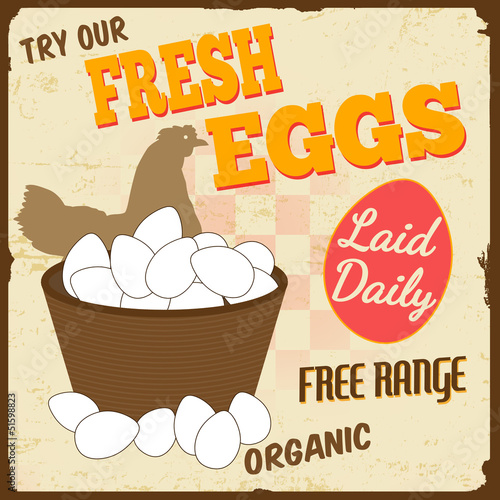 Fresh eggs vintage poster
