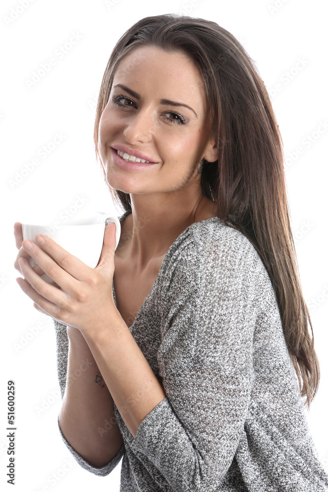 Model Released. Woman Drinking a Mug of Tea Model Released. Woman Drinking a Mug of Tea