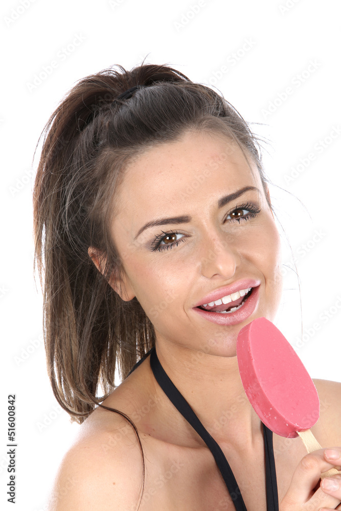 Model Released. Woman Eating Ice lolly Model Released. Woman Eating Ice lolly