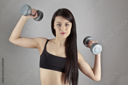 working out with dumbbell