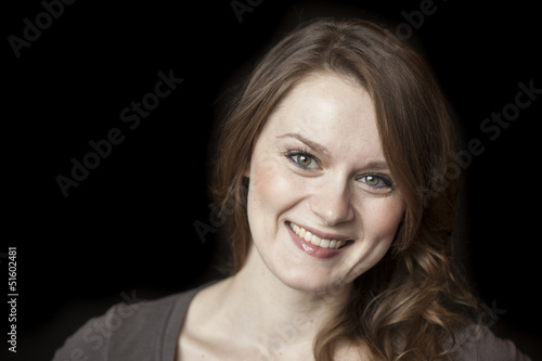 Obraz na płótnie Young Woman with Beautiful Green Eyes w salonie