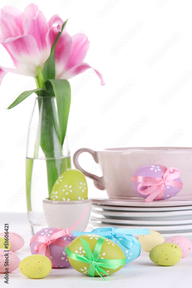 Place setting for Easter close up Place setting for Easter close up