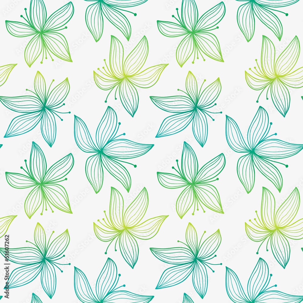 Beautiful gradient seamless pattern with lily.