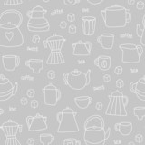 Outline tea and coffee pattern. Vector illustration