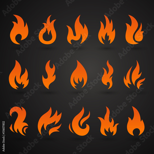 Vector Illustration of Abstract Fire Icons
