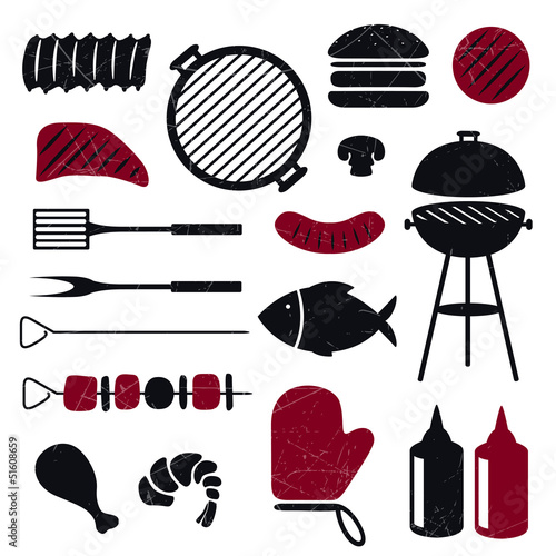 Vector Illustration of Barbeque Grill Icons