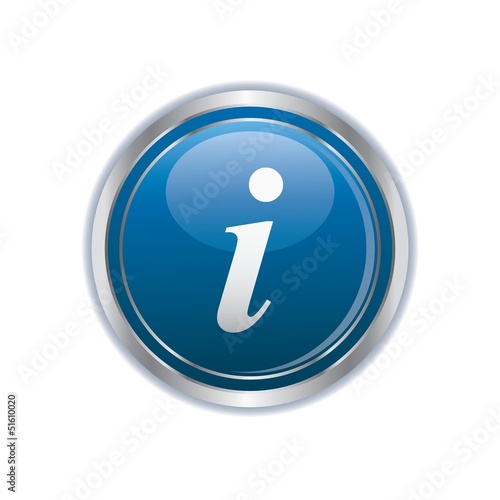 Information icon on blue with silver button