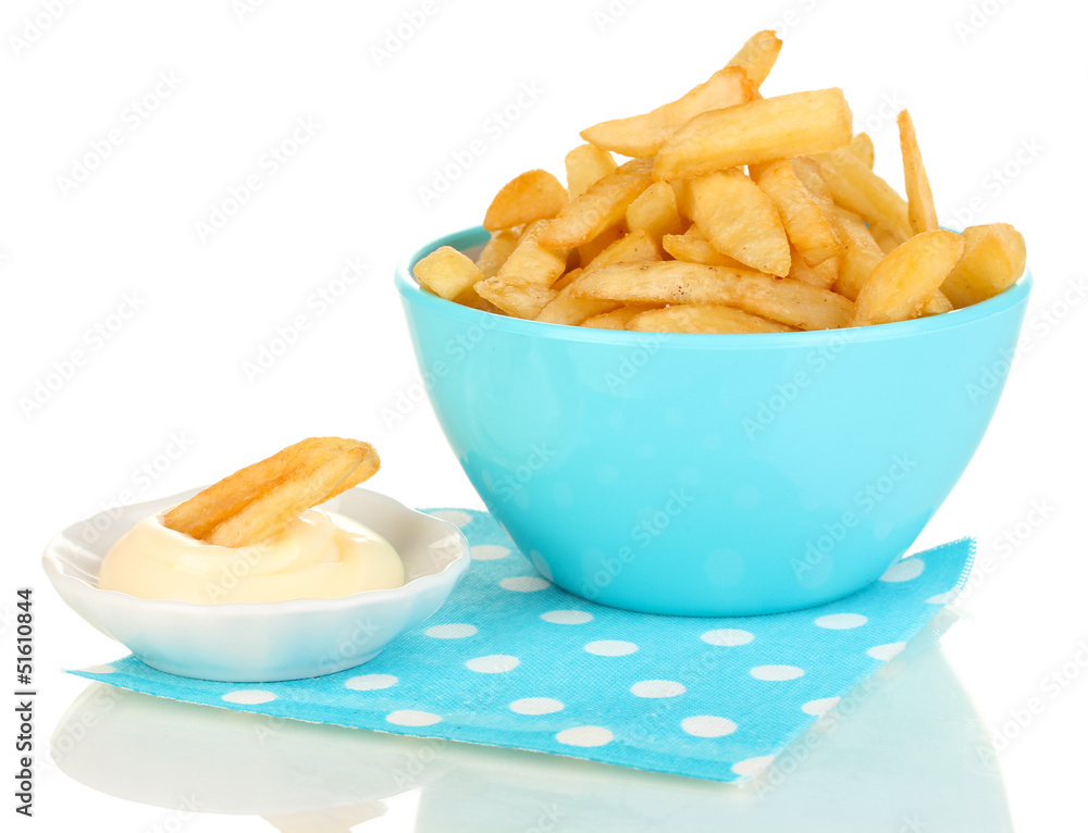 French fries in bowl isolated on white French fries in bowl isolated on white