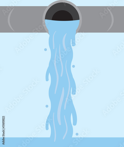 Water flowing from metal pipe