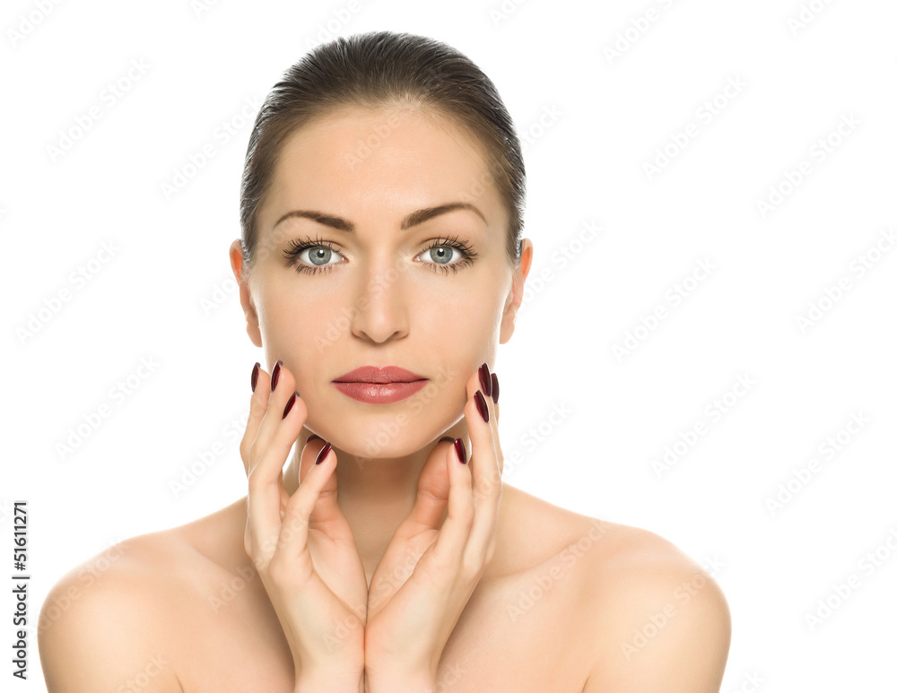 beautiful girl with a perfect skin on a white background beautiful girl with a perfect skin on a white background
