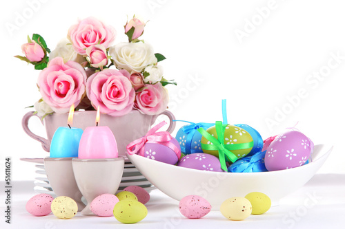 Place setting for Easter isolated on white