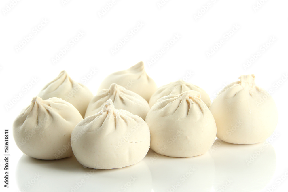 Raw khinkali, isolated on white Raw khinkali, isolated on white