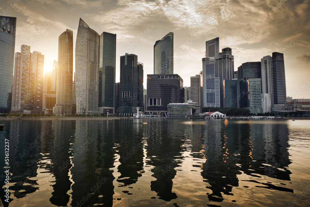 Fototapeta premium Singapore city in sunset time