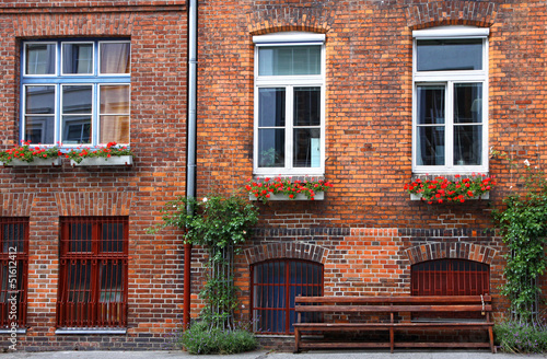 Facade of typical German residential house in Lubeck