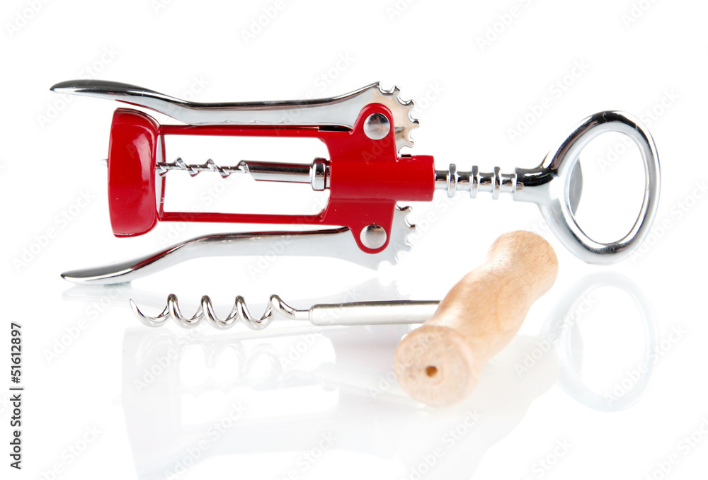 Two kinds of corkscrew, isolated on white Two kinds of corkscrew, isolated on white