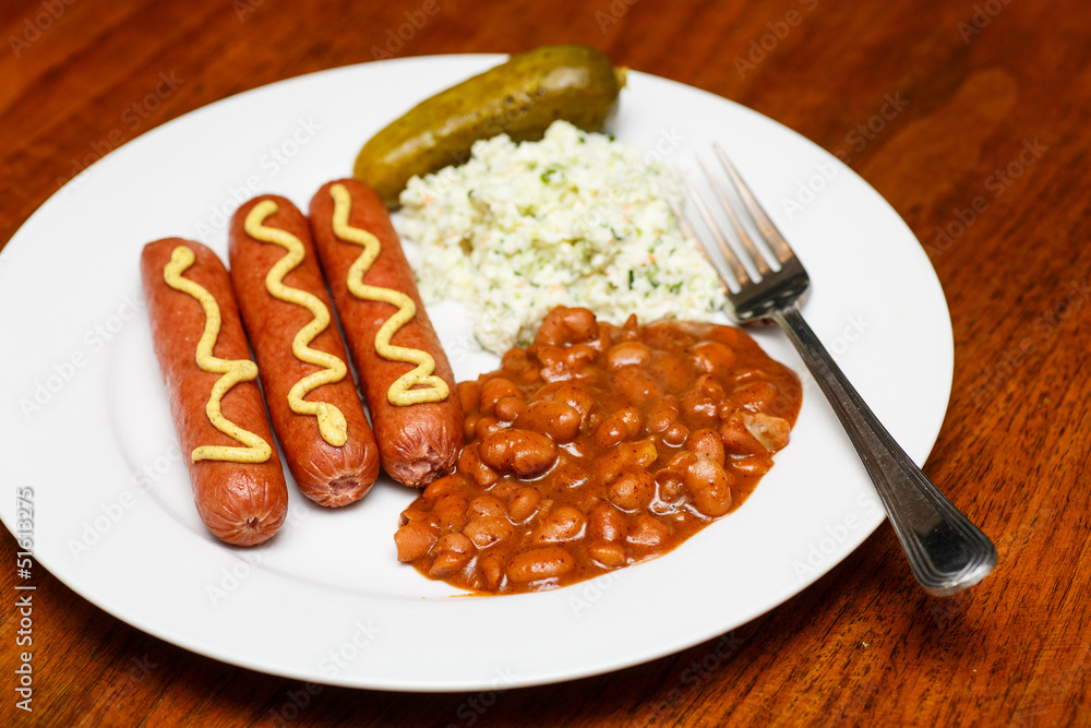 Franks with Baked Beans and Slaw Franks with Baked Beans and Slaw