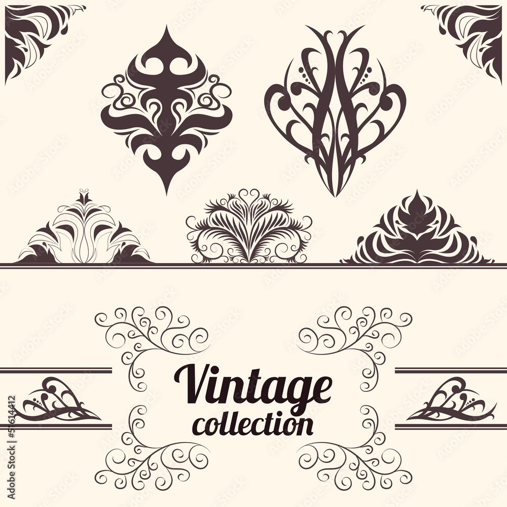 Vector set: vintage calligraphic design elements.