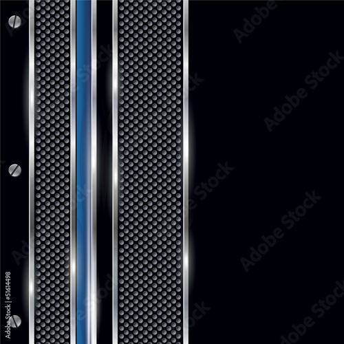 Silver, black and blue metal border
