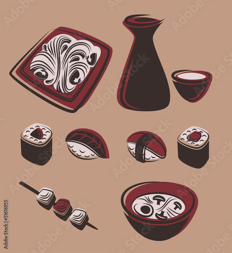 vector collection of traditional japanese food