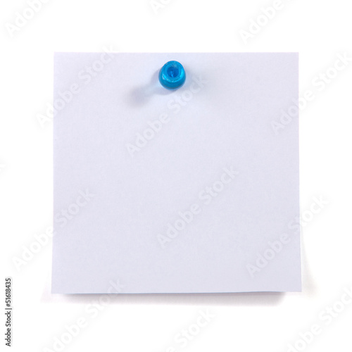 Blank sticky note pinned by the blue pin