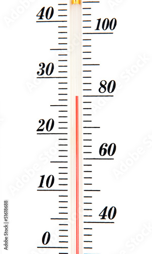 Atmospheric thermometer scale isolated on white background photo