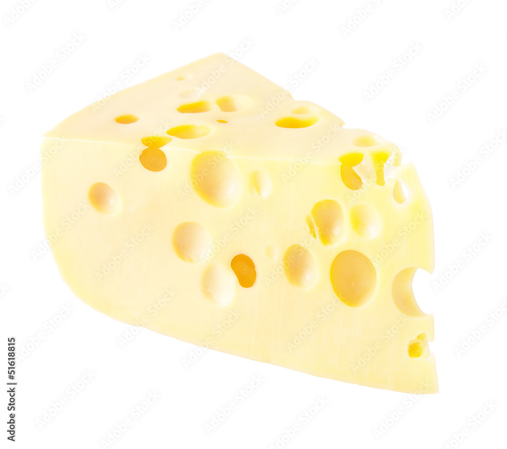 piece of cheese with holes Isolated on white piece of cheese with holes Isolated on white