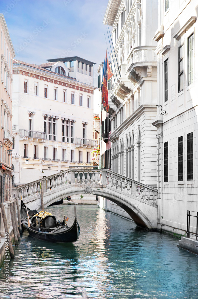Venice canal with gondola, Italy