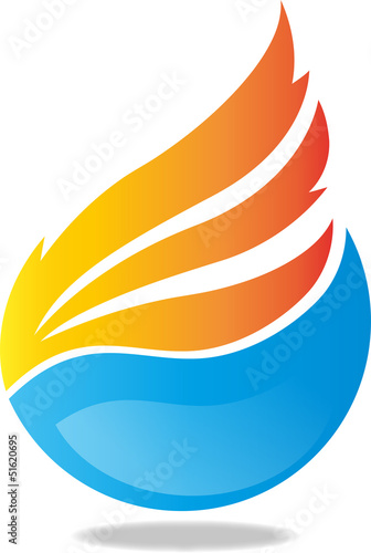 Logo, 3D, Zeichen, Symbol, Vektor, Feuer, Wasser