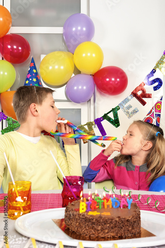 Two children at birthday party