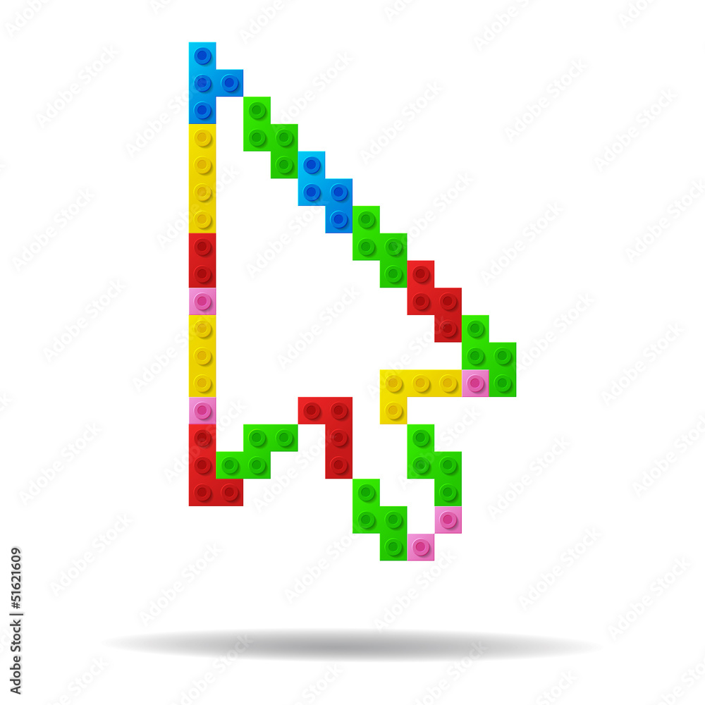 Obraz premium Arrow icon from plastic toy blocks. Vector illustration.