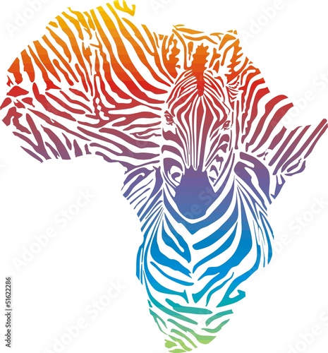 Map of Africa in rainbow zebra camouflage