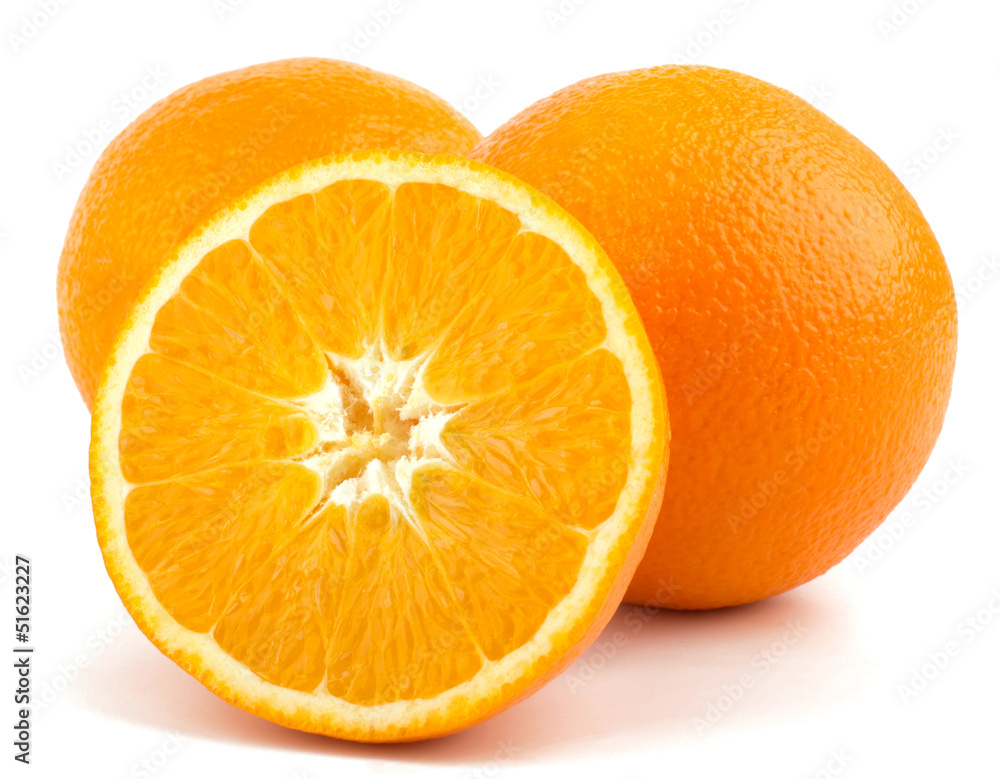 Cut orange fruit isolated on white background Cut orange fruit isolated on white background