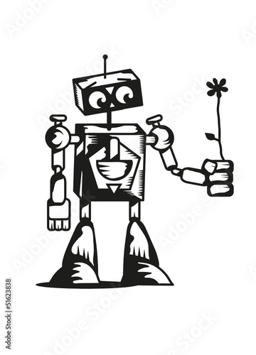 Roboter mit Blume