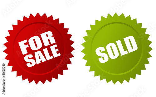 For sale and sold stickers